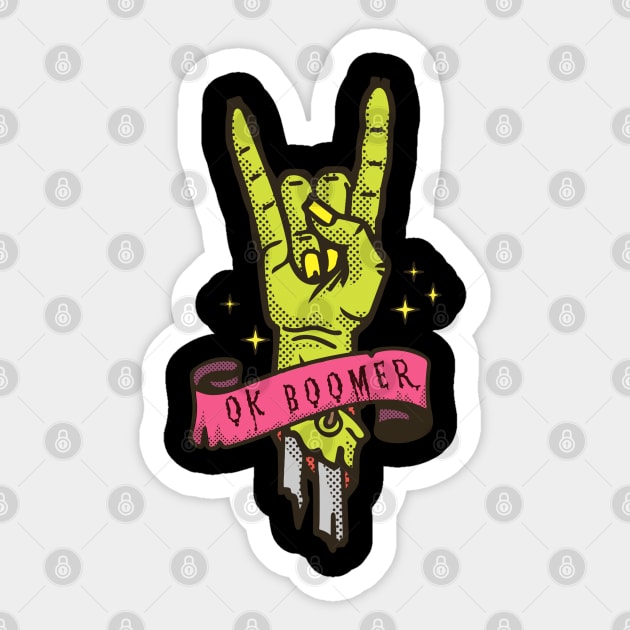 OK Boomer - Zombie Arm Sticker by Lucia